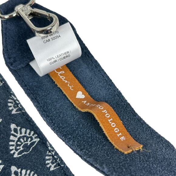 Anthropologie Navy Blue Suede Silver Detailed Detachable Crossbody Strap - Picture 2 of 2